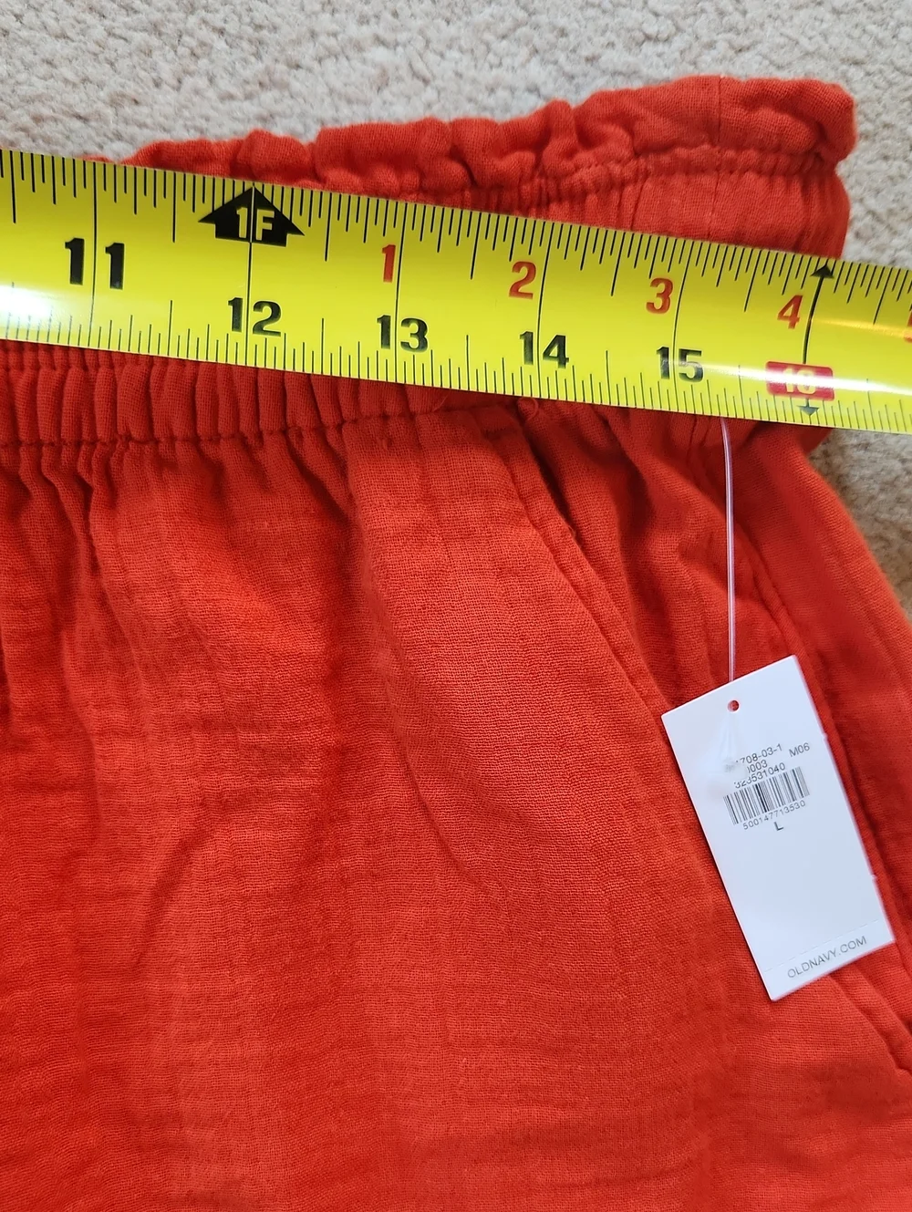 High-Waisted Crinkle Gauze Shorts Large Orange NWT